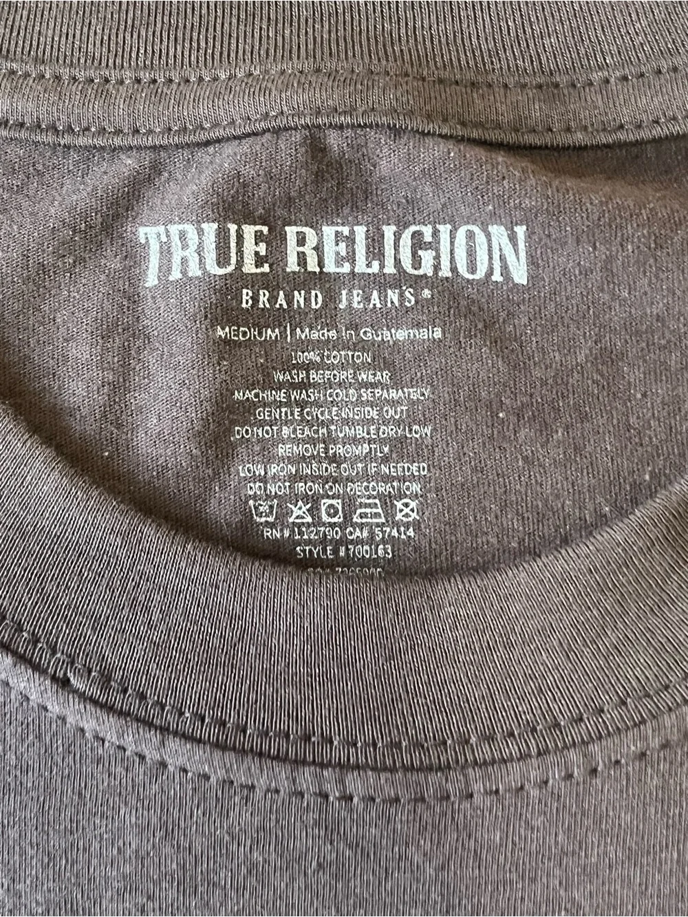 True Religion TR Tourist World Tour Tee Java Brown Size Medium NWT